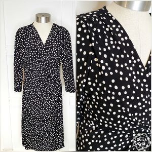 Ralph Lauren Black White Polka Dot Wrap Dress 10